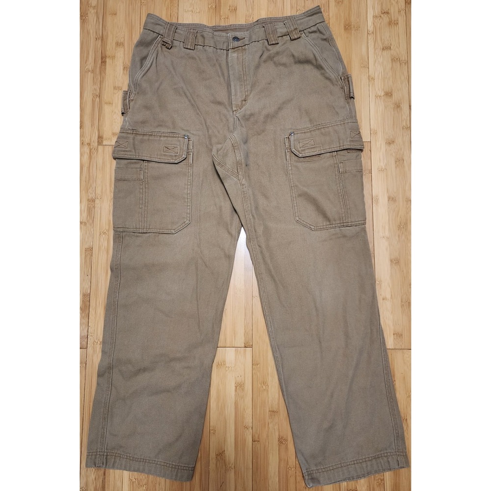 Duluth Trading Co Fire Hose Relaxed Fit Cargo Work Pants Khaki Mens 38x34 92204